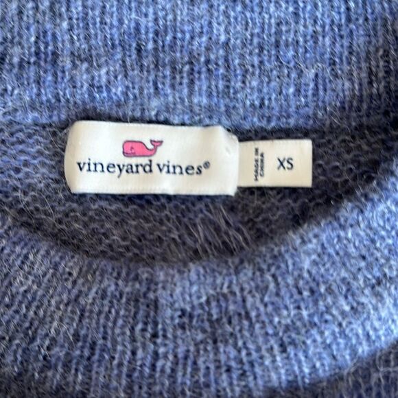Vineyard Vines Blue Cable Knit Sweater XS Alpaca Merino Wool Blend Oversized Fit - Picture 7 of 11